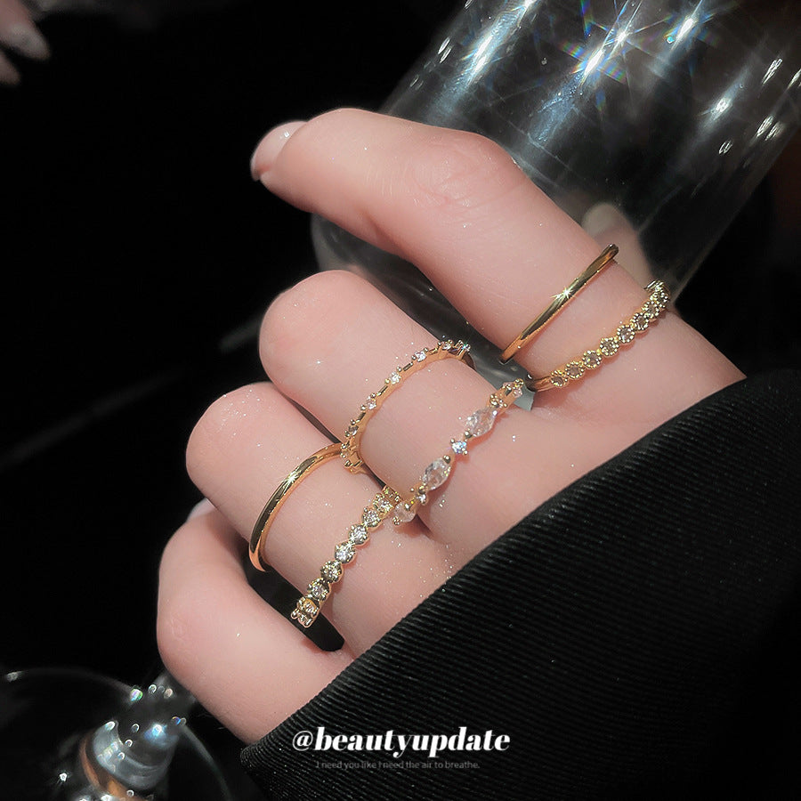 A廠【HR2759】鋯石幾何圓戒指六件歐美法式宮廷風百搭食指戒輕奢高級感指環
 25.10-4