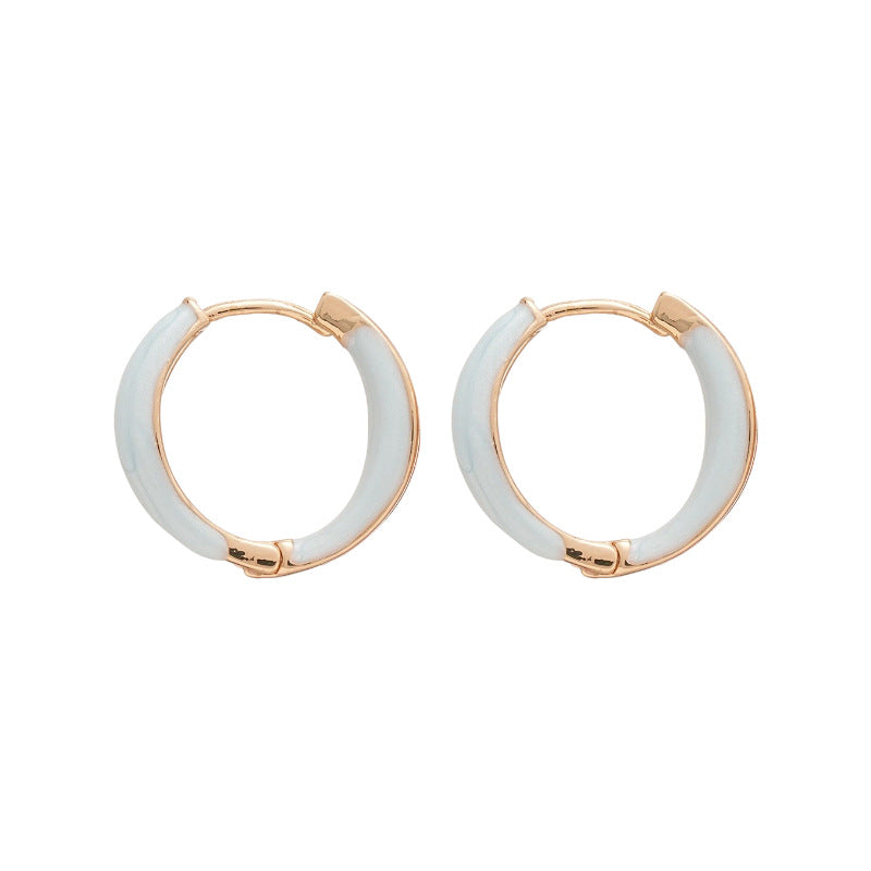 A廠【HE25384】跨境滴油圓形藍色耳環女時尚極簡風耳環輕奢高級感新款百搭耳環女 25.03-3