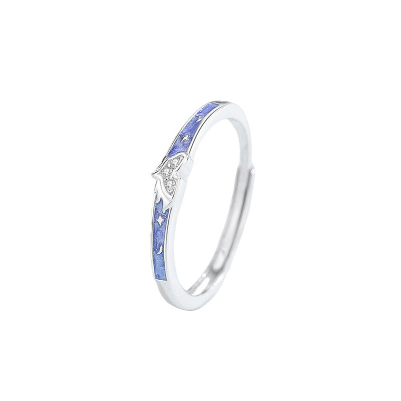 E廠【DQ9002R】原始星月萌馬情侶戒指S925純銀小眾設計琺瑯本命年生肖馬對戒
25.12-1