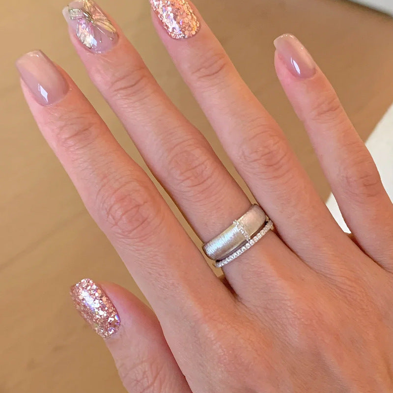 F廠【DQ8994R】S925純銀極簡超細排鑽戒指女輕奢高級感半鑽半素疊戴百搭指環
 25.10-4