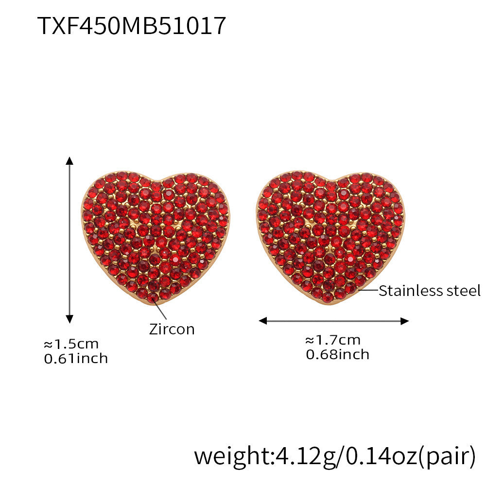 B廠【TXP450】5A鋯石皇冠愛心滿鑽開口戒指項鍊耳環組不銹鋼鍍18k真金
 25.10-4