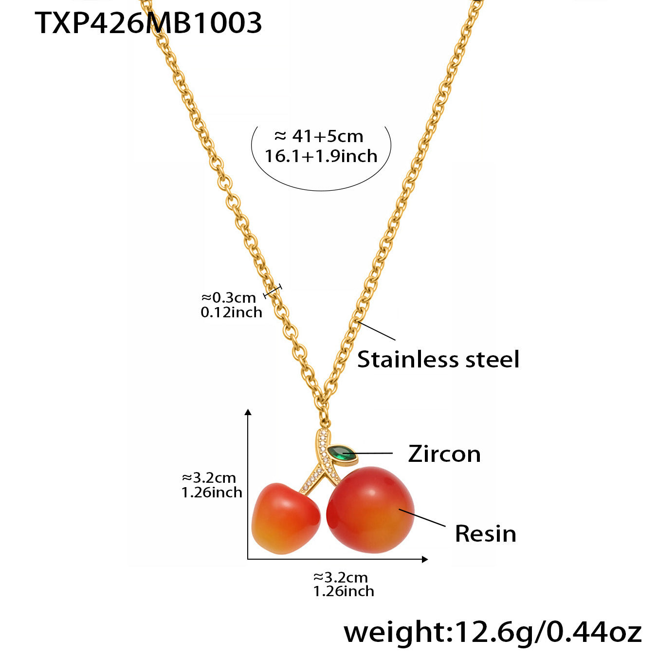 B廠【TXP426】百搭氛圍感樹脂鋯石櫻桃吊墜項鍊耳環跨境小眾氣質首飾套裝
25.10-2