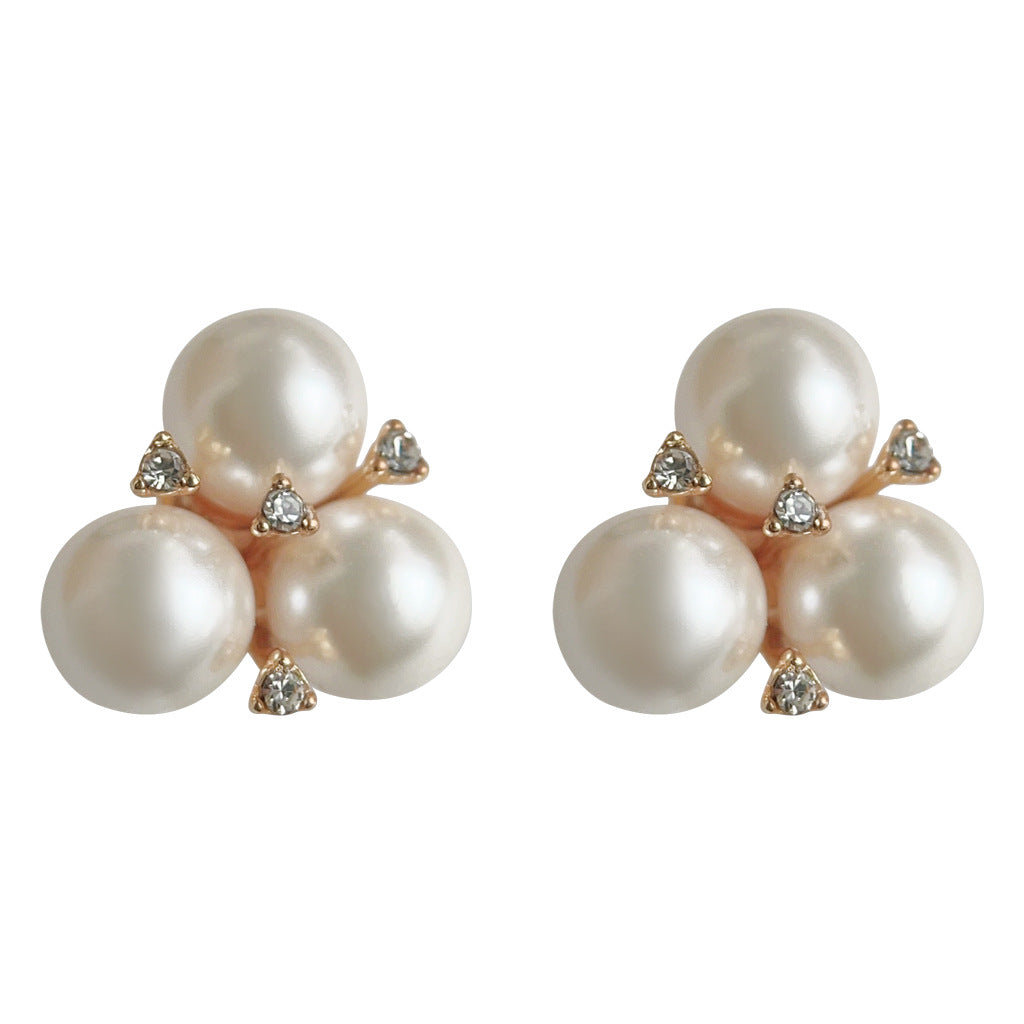 C廠【3593】施家珍珠質感高品質鍍14K玻璃珍珠氣質輕奢設計耳環 24.01-3