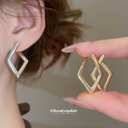 A廠【HE28356】歐美跨境幾何菱形吊墜耳環時尚簡約百搭氣質耳環小眾設計感耳飾女
 25.08-5