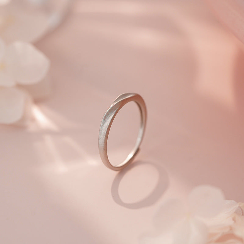 E廠【YC3440R】S999足銀簡約素圈情侶對戒個性時尚幾何極簡新款可調指環 25.05-4