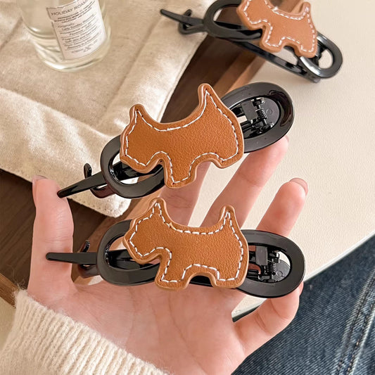 C廠【K7】韓系皮質小狗髮夾女後腦勺盤髮一字扭扭夾網紅新款高品質髮卡髮飾
26.02-1