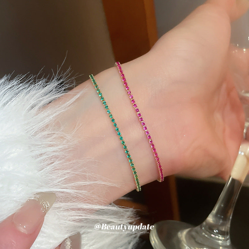 A廠【HB3341】歐美方形鋯石簡約手鍊女時尚氣質百搭手環ins小眾高級感手飾 24.12-3