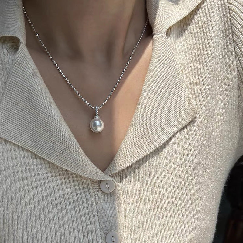 F廠【DQ1579N】輕奢小眾設計感仿珍珠項鍊女925純銀ins風單顆珍珠吊墜鎖骨鏈
25.09-4