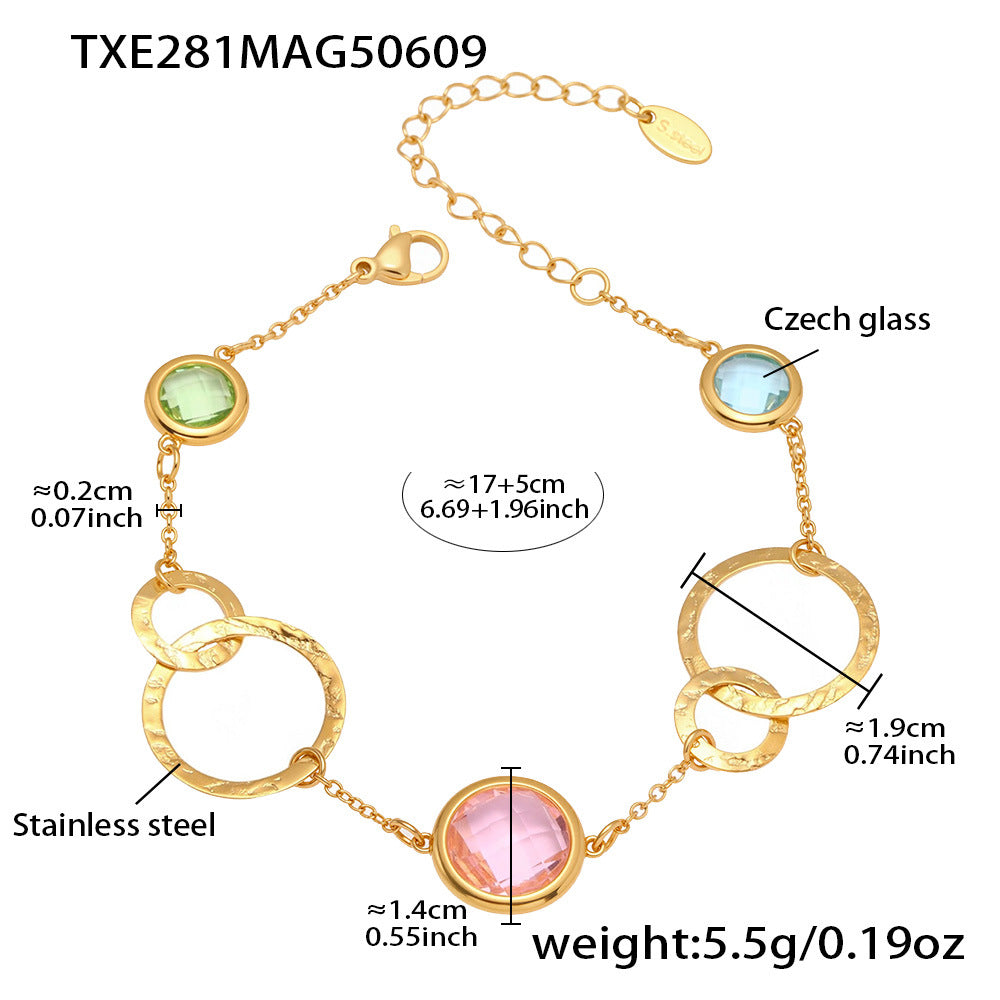 B廠【TXE281】超閃透亮捷克玻璃圓環手鍊精緻高級商品珠寶飾品 25.06-3