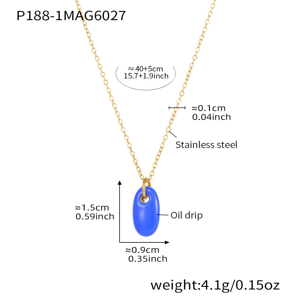 B廠【P188】不鏽鋼油畫多色滴油吊墜鎖骨項鍊可疊戴雙層項鍊不鏽鋼保色 25.07-1