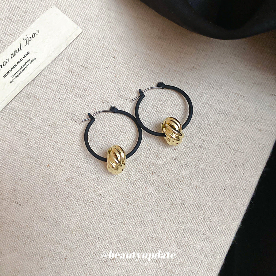 A廠【HE27029】歐美黑色新款耳環女幾何型麻花耳圈簡約時尚耳環個性氣質耳環小眾 25.06-3