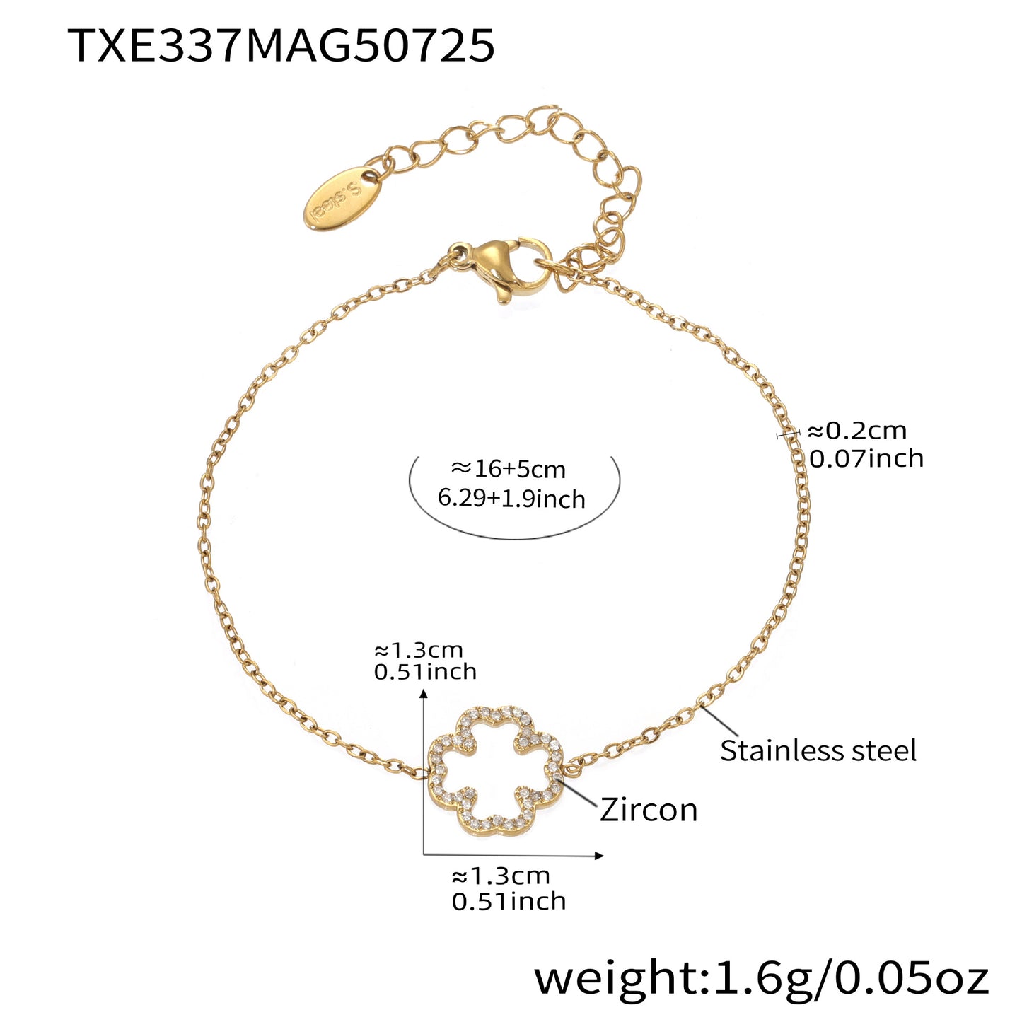 B廠【TXP337】超閃5A鋯石四葉花小鑽手鍊耳環項鍊套組不鏽鋼精緻女士飾品 25.08-1