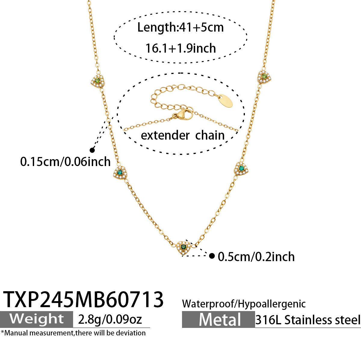 B廠【TXP245】歐美新款不銹鋼鍍18k金 多巴胺系列滿鋯石愛心吊墜項鍊手鍊女飾品
26.07-4