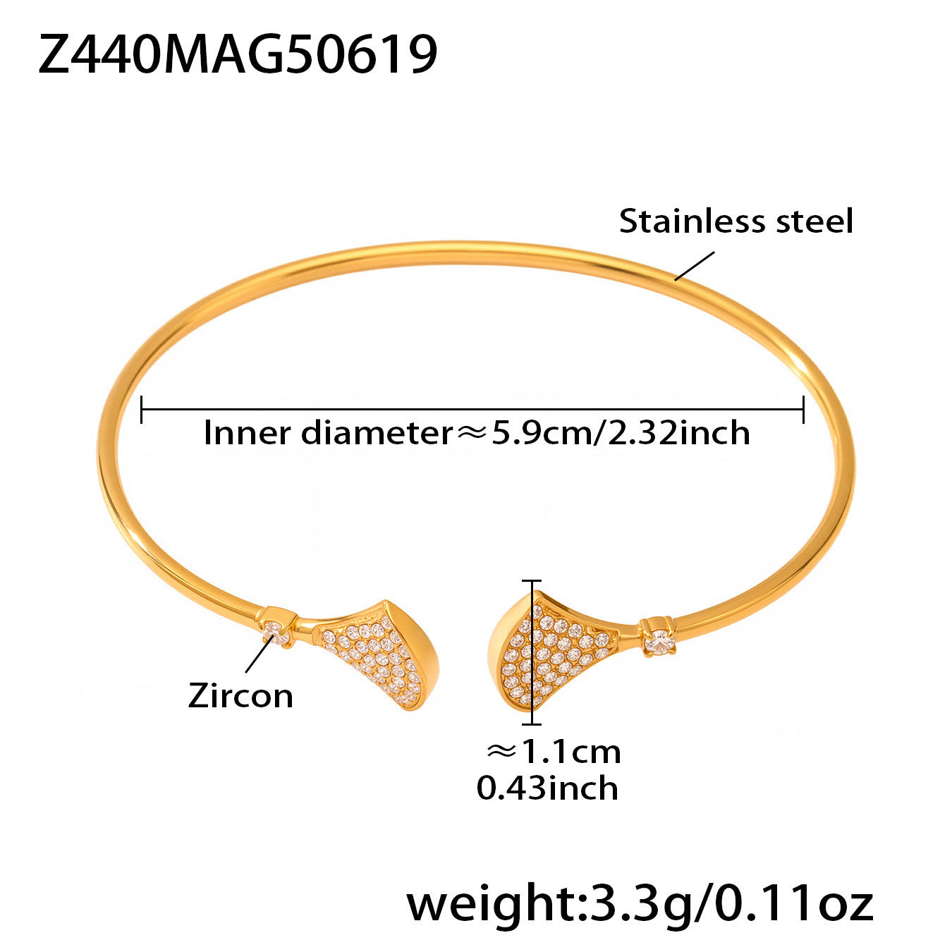 B廠【Z440】海洋沙灘風幾何海星造型鑲5A鋯石開口手鐲不鏽鋼鍍18k真金 25.06-4