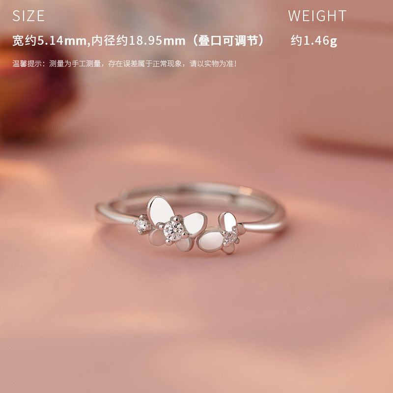 E廠【YC3479R】原創S925純銀悅心系列可愛蝴蝶戒指蝴蝶結戒指女甜美指環 25.04-2