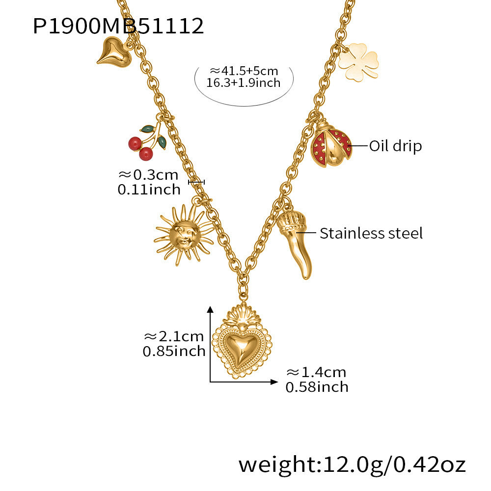 B廠【P1897】ins冷淡風OT扣小辣椒5A鋯石小蜜蜂不鏽鋼鎖骨項鍊鍍18k真金
25.11-3