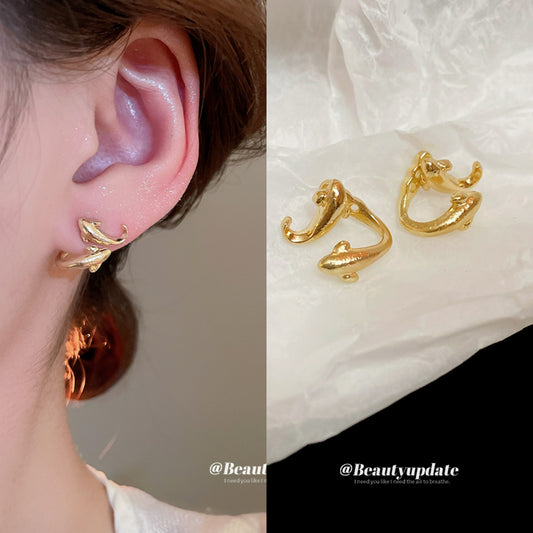 A廠【HE26060】925銀針簡約雙魚吊墜耳環復古時尚百搭耳環輕奢高級感耳飾設計感小眾 25.04-4