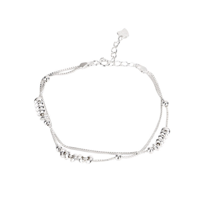 F廠【SB4143】S925純銀韓版小眾雙層飛盤珠手鍊女ins時尚簡約精緻百搭手飾 25.04-2