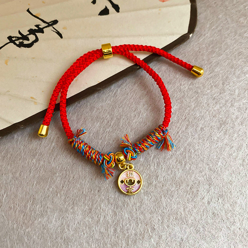 A廠【HB3335】新中式滴油菱形福字新年紅繩手鍊時尚百搭手繩手環輕奢高級感手飾 24.12-3