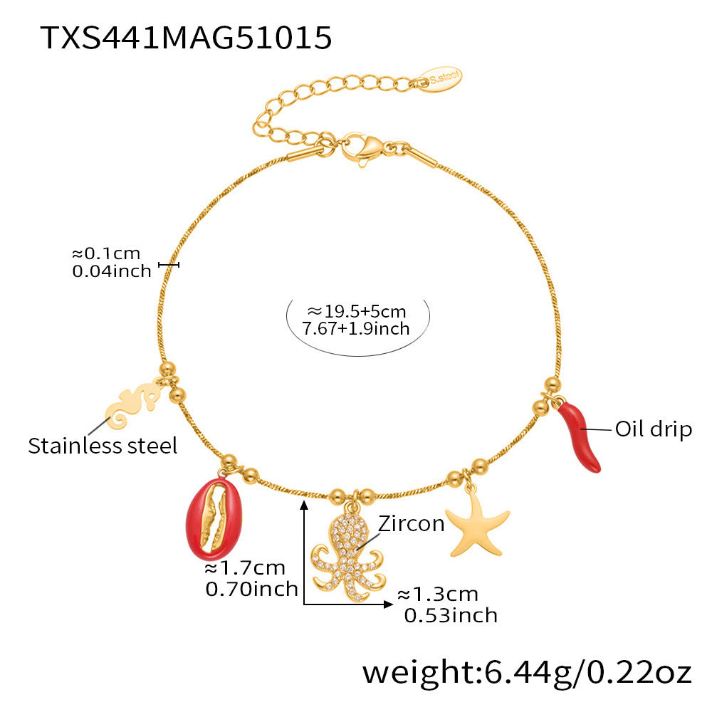 B廠【TXP441】5A鋯石八爪魚海洋風DIY多配件吊墜手鍊腳鍊項鍊不鏽鋼套裝
 25.10-4