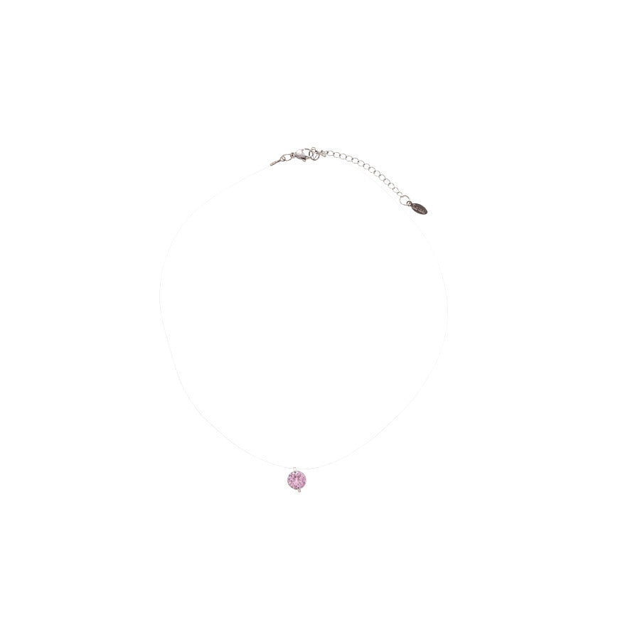 A廠【HN8744】鋯石圓形水滴吊墜項鍊時尚簡約小眾設計感鎖骨鏈輕奢高級感項鍊飾女 25.06-4