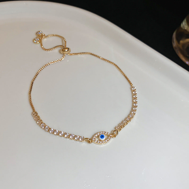 A廠【HB3489】鋯石超閃橢圓眼睛手鍊個性簡約高端氣質手環女輕奢高級感手飾 25.02-2