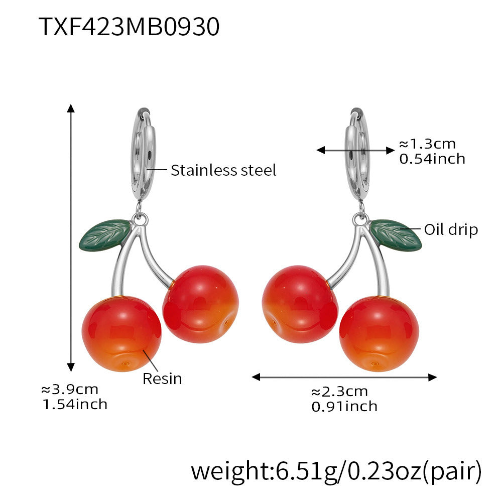 B廠【TXP423】 櫻桃項鍊潮趣水果耳環 ins網紅清新可愛少女時尚珠寶首飾
25.10-2