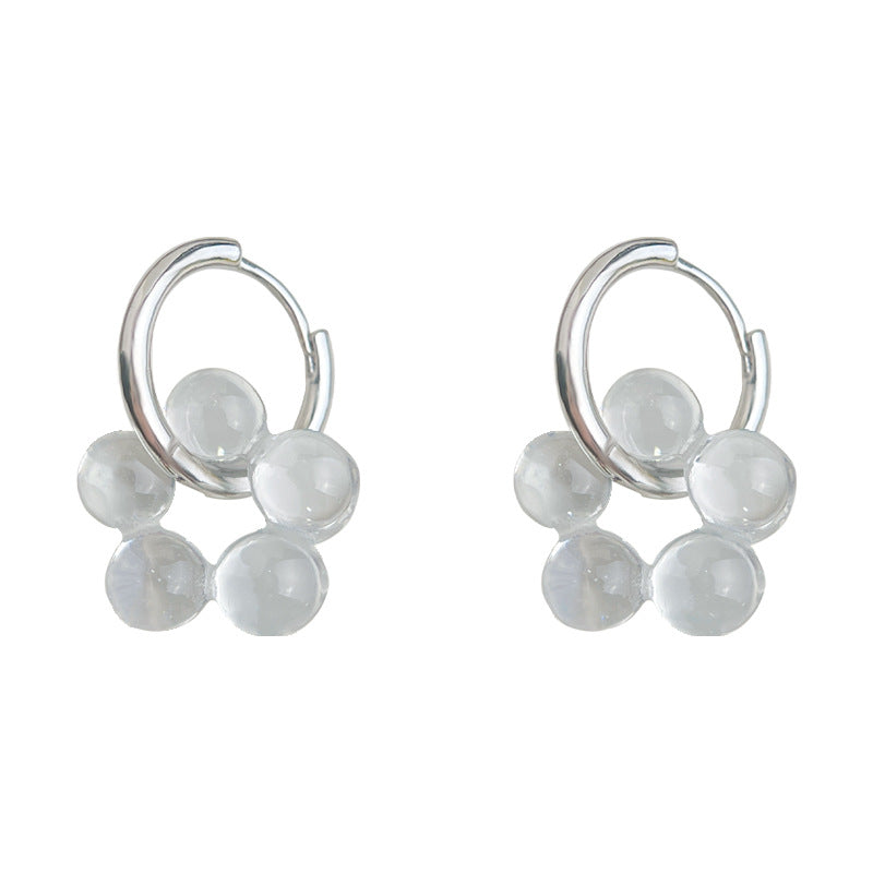 C廠【6173】夏日新款透感甜酷風個性小眾ins設計師透明花朵幾何耳環 耳飾 25.06-1