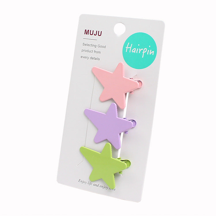 D廠【D021】甜美五角星星髮夾少女髮卡精美3張卡片裝金屬夾子奶油色側邊瀏海夾 24.07-2「D廠-單筆結帳需滿,NT$600出貨(不含運費)」