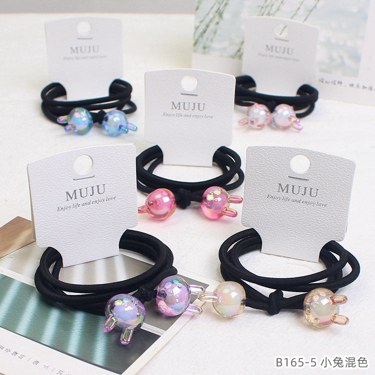 D廠【B165】炫彩珠中珠髮繩時尚3張卡片裝髮圈高彈性皮筋精品店髮飾頭繩 24.07-4「D廠-單筆結帳需滿,NT$600出貨(不含運費)」