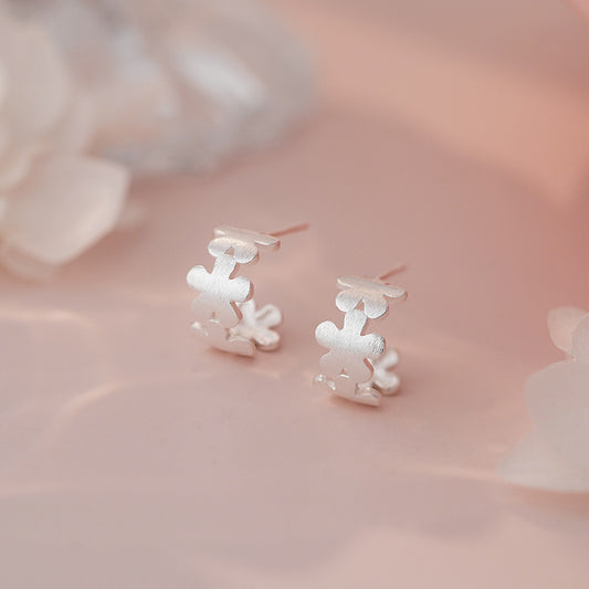 E廠【YC4367E】 S925純銀拉絲梨耳飾時尚精緻文藝韓風復古復古小眾耳飾 25.06-2