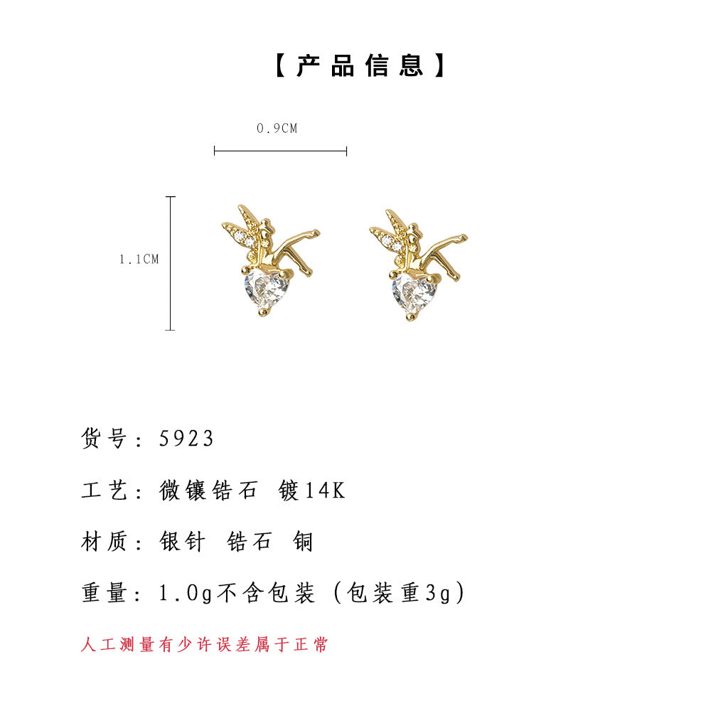 C廠【5923】實物很小!花仙子鋯石精靈小耳環簡約小眾設計師清新耳環飾品 25.05-1