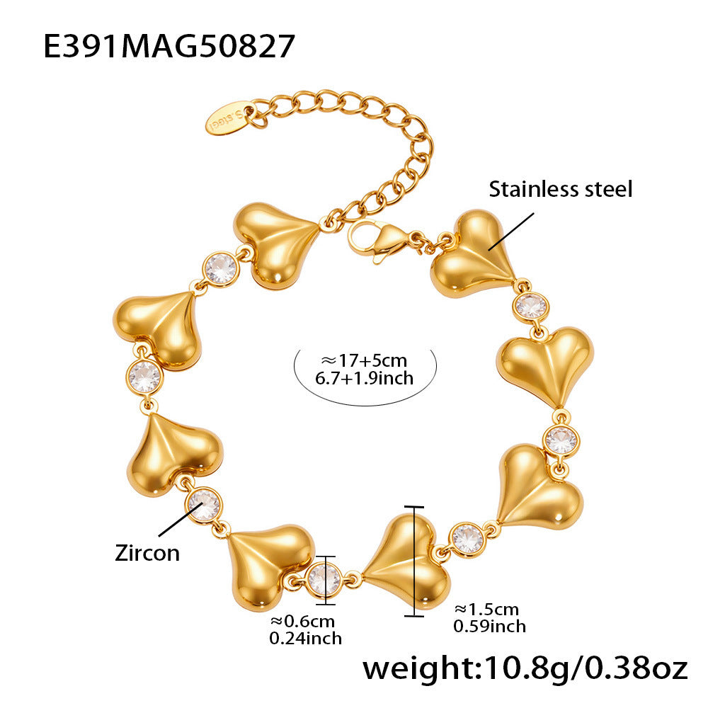 B廠【E391】歐美網紅款式愛心鋯石手工組裝手鍊不鏽鋼鍍18k真金不掉色
25.09-1