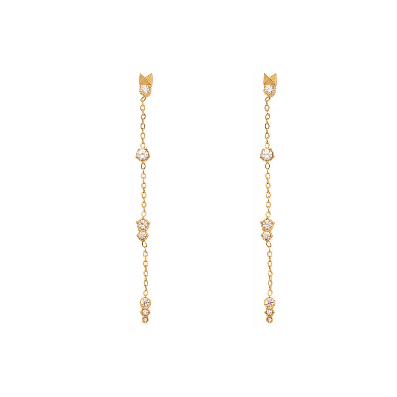 B廠【F932】不鏽鋼流蘇鋯石耳環鍍18k真金chic風歐美時尚輕奢百搭耳飾
25.11-2