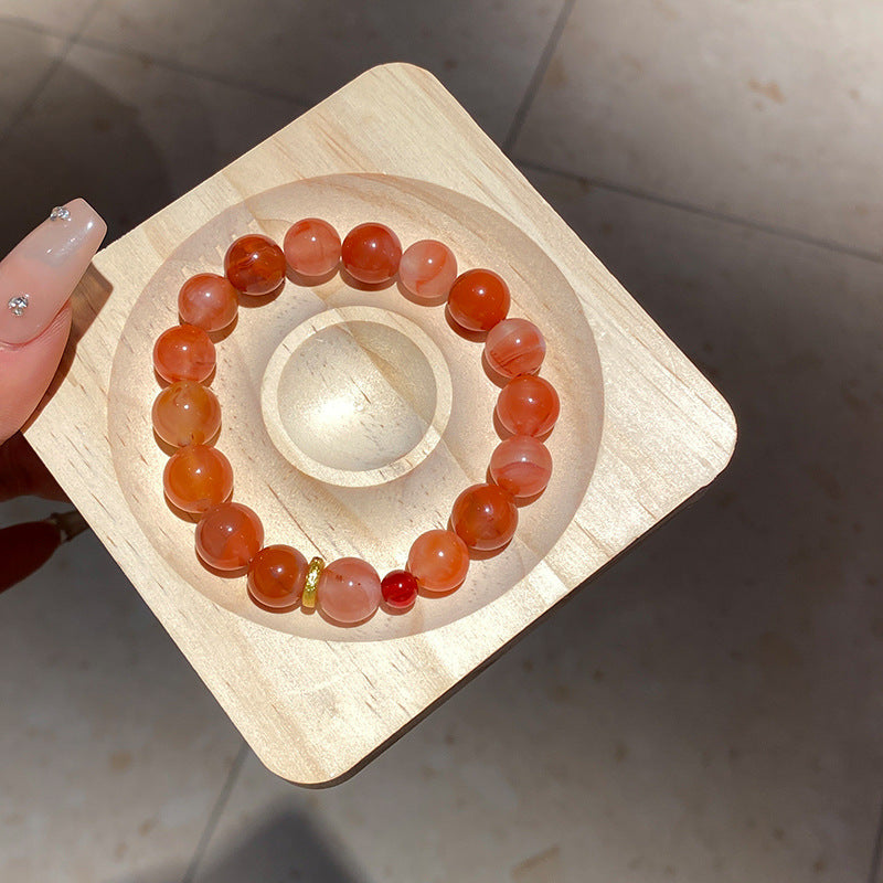 A廠【HB3454】全新中式南紅石鋯石串珠手鍊輕奢高級感氣質水晶手串百搭設計感手飾 25.01-4