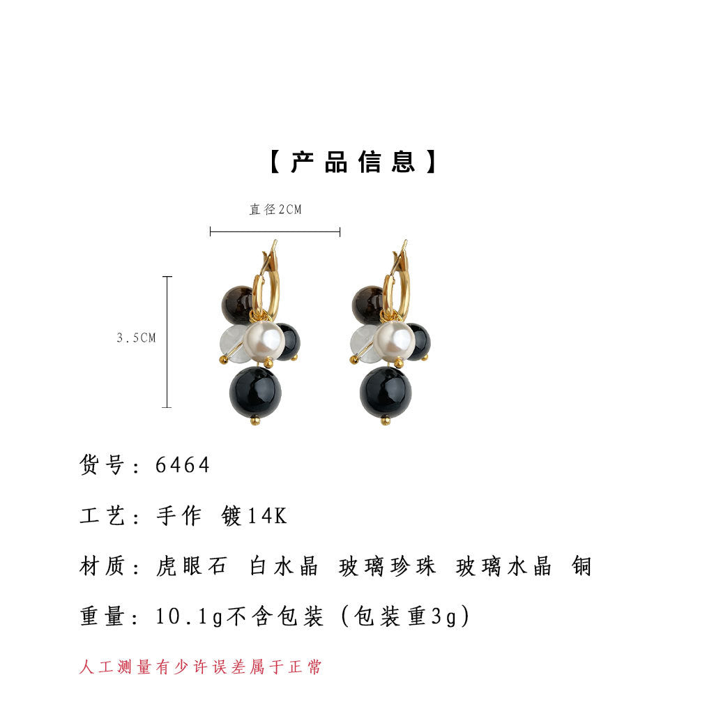 A廠【6464】虎眼石重工質感幾何圓形文藝復古美拉德風新款手工耳環耳環女
25.10-3