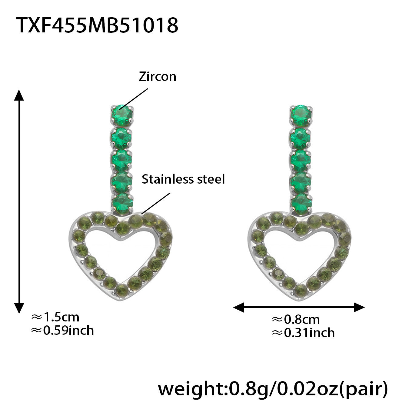 B廠【TXP455】不銹鋼滿鑽愛心鋯石項鍊手鍊耳環 鍍18k金歐美時尚輕奢首飾
 25.10-4