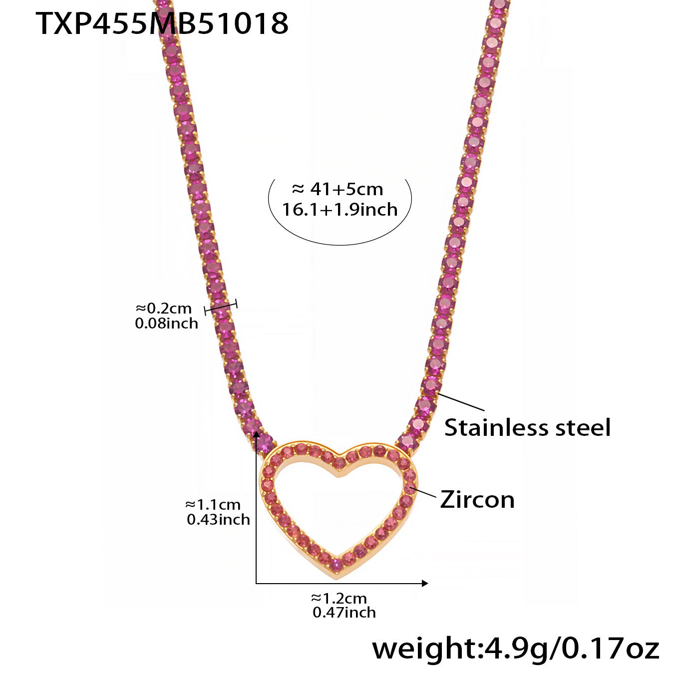 B廠【TXP455】不銹鋼滿鑽愛心鋯石項鍊手鍊耳環 鍍18k金歐美時尚輕奢首飾
 25.10-4
