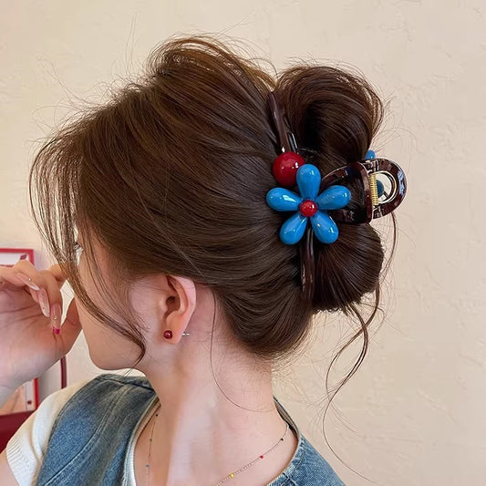 C廠【X82】藍色花朵紅珠抓夾女2026新款頭發鯊魚夾獨特盤髮夾高級感漂亮髮飾
26.04-3