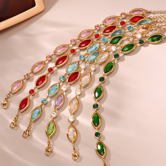 B廠【S010】高品質超閃切面捷克琉璃腳鍊不銹鋼18k鍍金時尚輕奢風飾品 25.06-4