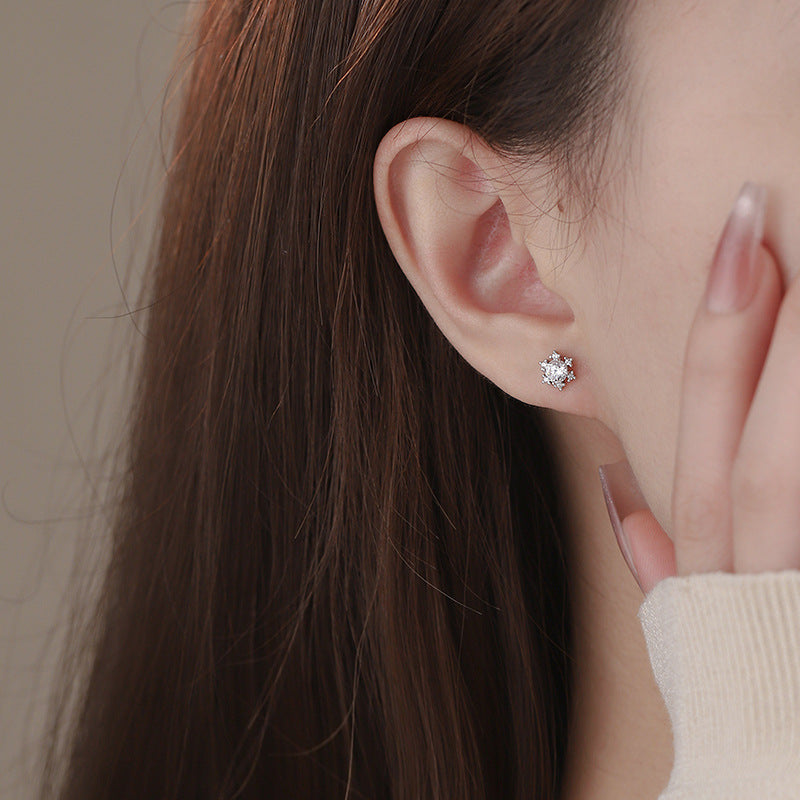 E廠【YC6341E】S999足銀雪花耳環冬季爆款簡約高級感氣質精緻養耳洞耳飾 25.01-4