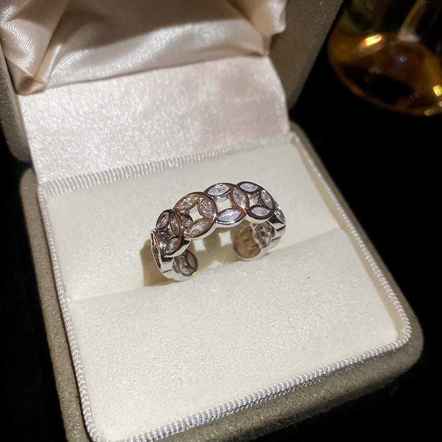 A廠【HR2482】18k真金電鍍鋯石圓形銅錢開口戒指時尚高級感食指戒小眾設計指環 25.04-2