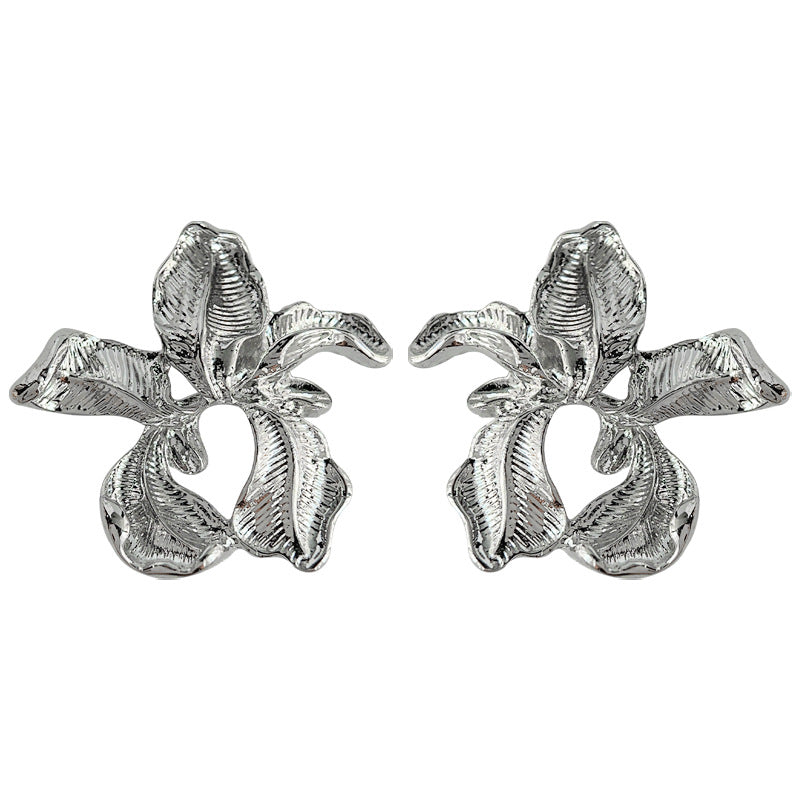 C廠【4118】鳶尾花設計師款實物略大美人氣質優雅高級感時尚銀針耳飾耳環 24.05-5