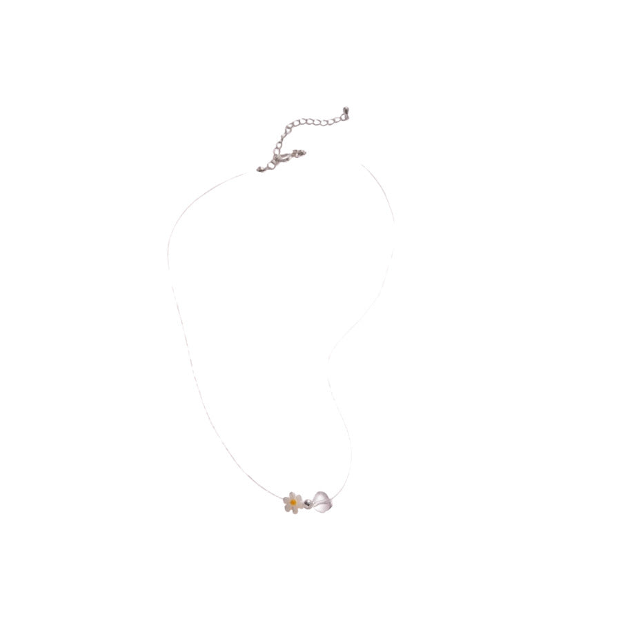 A廠【HN9518】貝殼花朵水晶吊墜項鍊度假風時尚簡約鎖骨鍊個性小眾設計感頸鍊女 25.07-3