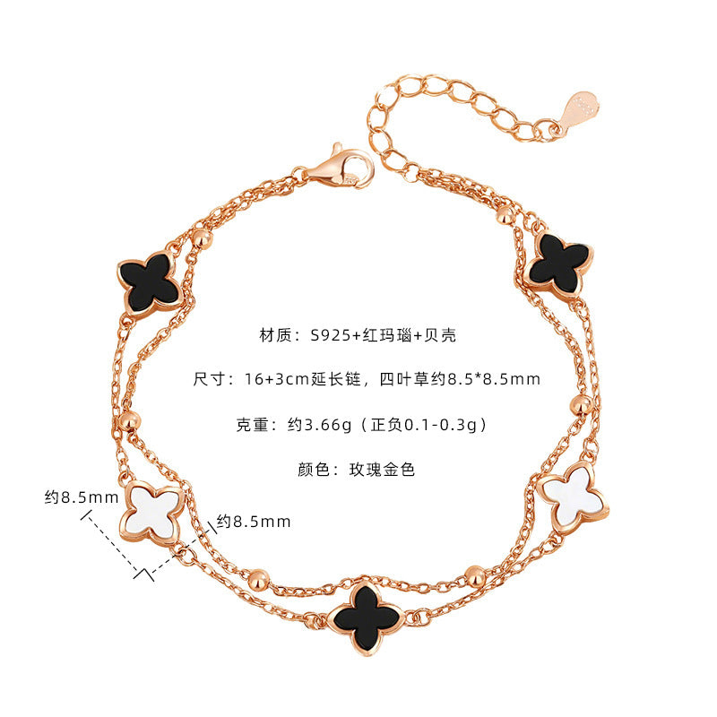 F廠【DQ2216N】原始設計四葉草合集幸運四葉草項鍊女五花瑪瑙手鍊高級感耳飾
25.08-5