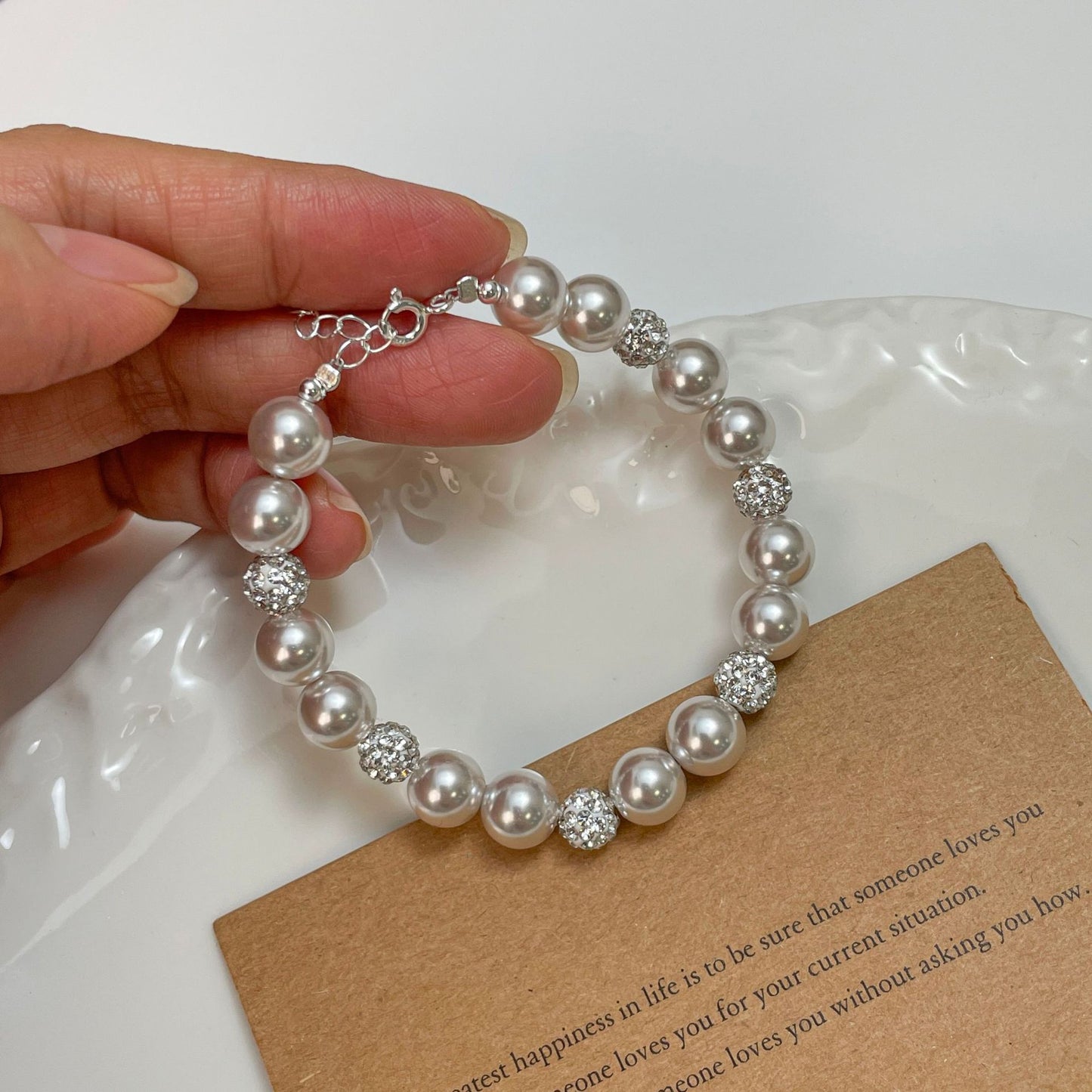 E廠【XDQ0005S】法式輕奢曼塔玫瑰色仿珍珠手鍊女S925純銀高級感小眾疊戴手飾
25.11-3