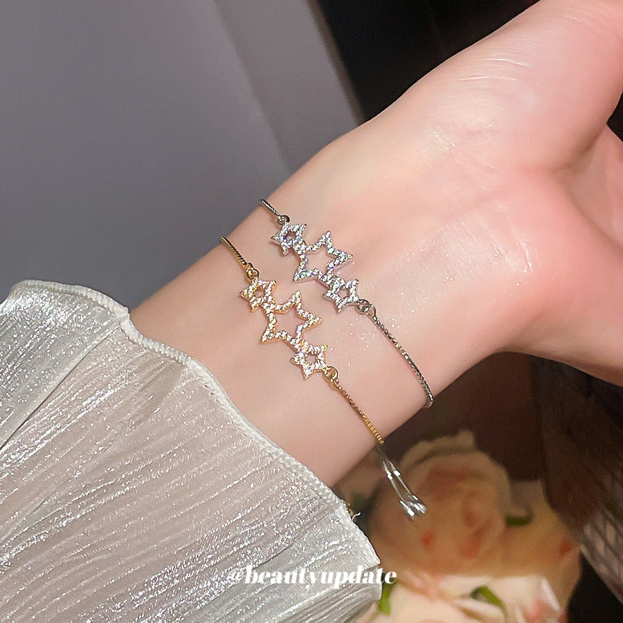 A廠【HB3619】不規則鋯石星星可調式手鍊輕奢高級感手環精緻時尚氣質百搭手飾女 25.03-3