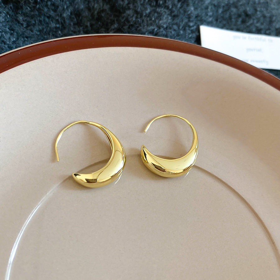 A廠【HE29001】14k真金電鍍歐美金屬感幾何橢圓形耳鉤時百搭耳環小眾設計感耳飾
 25.10-4