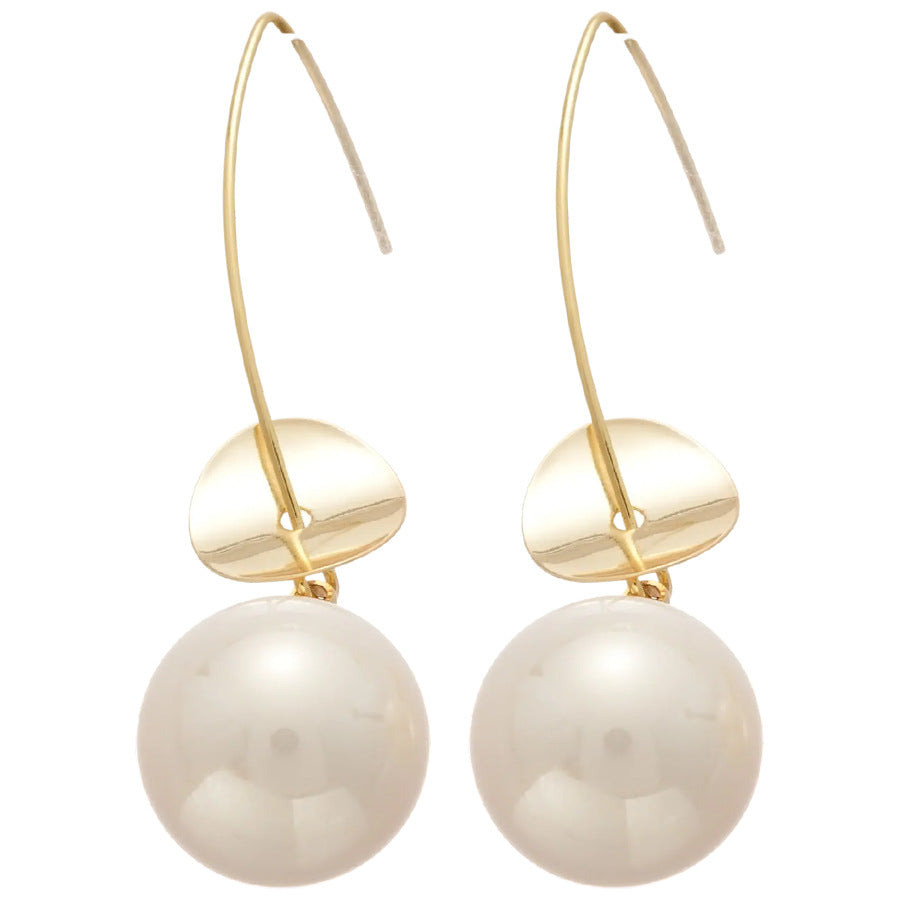 A廠【HE25745】歐美金色亮片珍珠耳環女小眾設計氣質耳鉤氣質百搭耳飾輕奢高級感 25.04-2