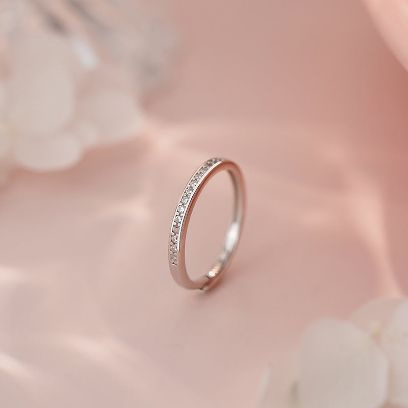 E廠【YC3833R】S999足銀高級感方形鋯石情侶對戒小眾設計戒指送女友指環 25.05-4